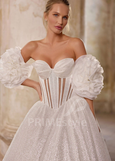 Moderné svadobné šaty s trblietavou sukňou RS1276 | PRIMESTYLE.SK