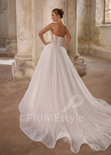 Moderné svadobné šaty s trblietavou sukňou RS1276 | PRIMESTYLE.SK