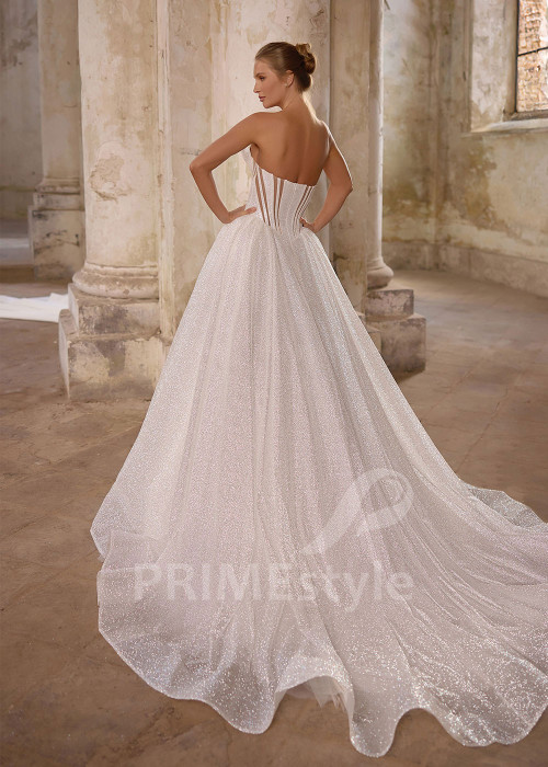 Moderné svadobné šaty s trblietavou sukňou RS1276