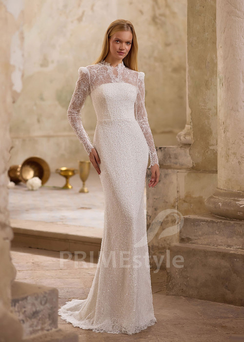 Elegantné svadobné šaty s odopínateľnou tylovou vlečkou RS1281