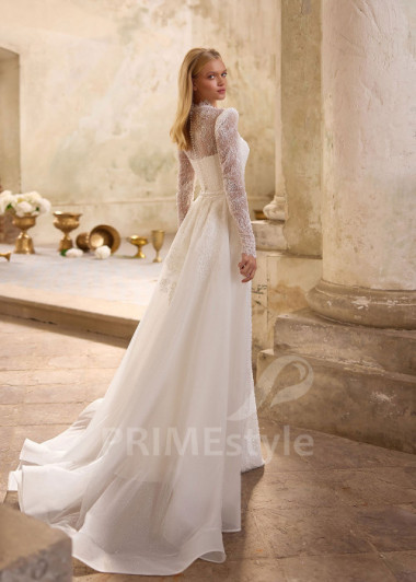 Elegantné svadobné šaty s odopínateľnou tylovou vlečkou RS1281 | PRIMESTYLE.SK