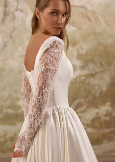 Trendové svadobné šaty s elegantnou saténovou sukňou RS1282 | PRIMESTYLE.SK