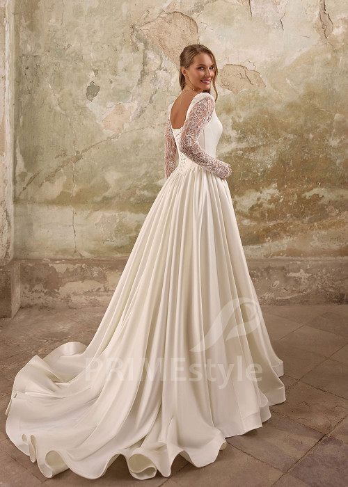 Trendové svadobné šaty s elegantnou saténovou sukňou RS1282