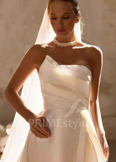 Elegantné svadobné šaty s odopínateľnou saténovou vlečkou RS1283 | PRIMESTYLE.SK