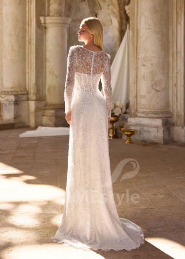 Úzke celočipkované svadobné šaty RS1284 | PRIMESTYLE.SK