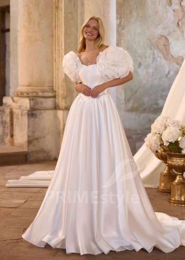 Trendové saténové svadobné šaty RS1285