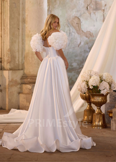 Trendové saténové svadobné šaty RS1285 | PRIMESTYLE.SK