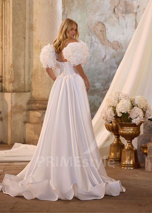 Trendové saténové svadobné šaty RS1285