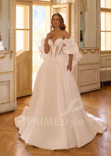 Elegantné svadobné šaty s prepracovaným korzetom RC3002