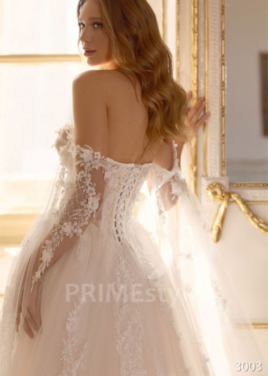 Glamour svadobné šaty s odopínateľnou tylovou vlečkou RC3003 | PRIMESTYLE.SK