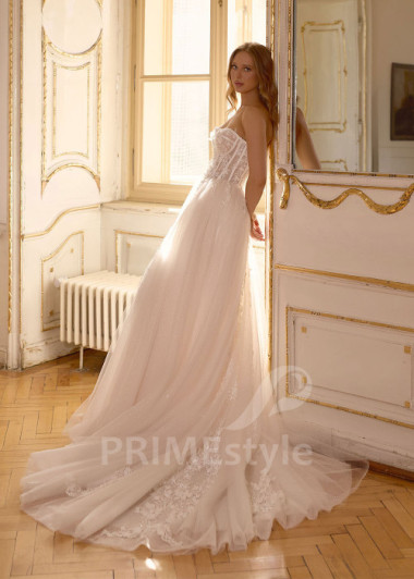 Glamour svadobné šaty s odopínateľnou tylovou vlečkou RC3003 | PRIMESTYLE.SK