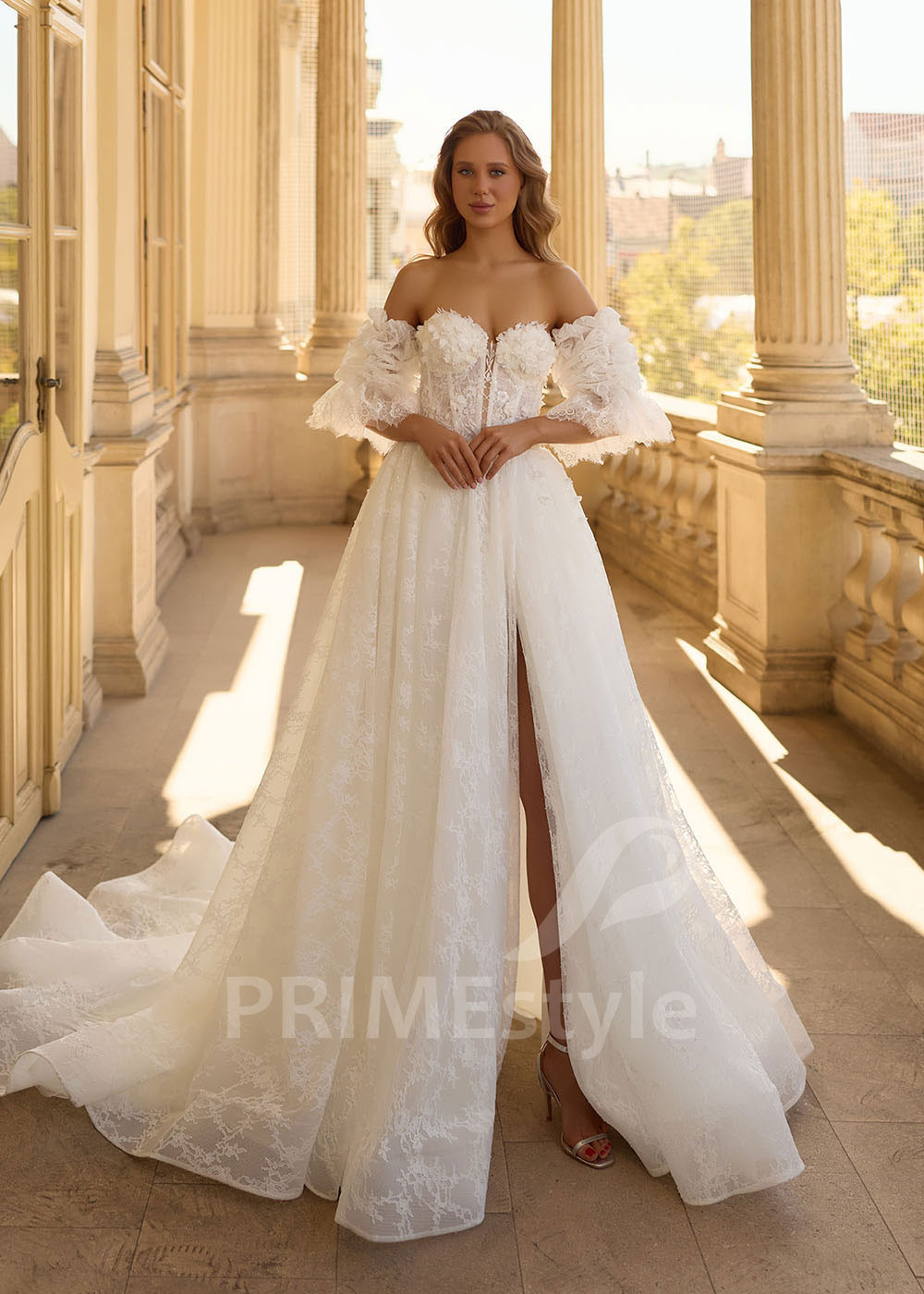 Luxusné svadobné šaty s odnímateľnými rukávmi RC3007