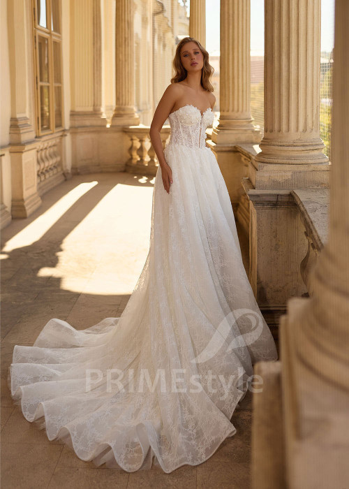 Luxusné svadobné šaty s odnímateľnými rukávmi RC3007