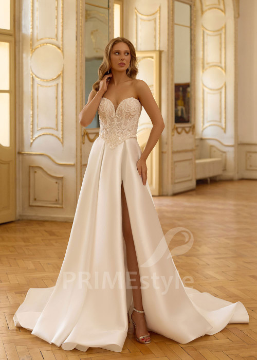 Trojdielne svadobné šaty so samostatným korzetom RC3008