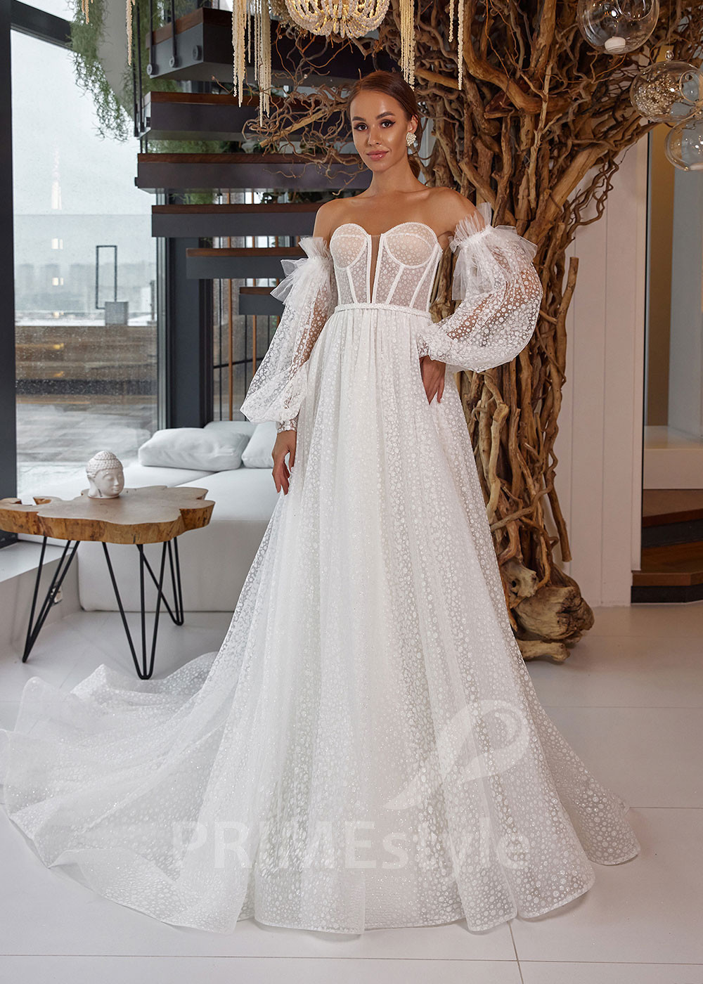 Extravagantné tylové svadobné šaty RC2507