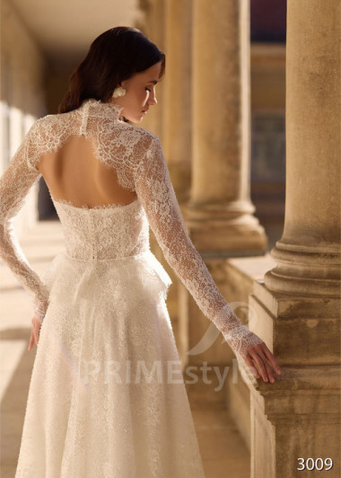 Trojdielne svadobné šaty s čipkovaným bolerkom RC3009 | PRIMESTYLE.SK