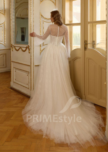 Moderné svadobné šaty s dlhým rukávom RC3011 | PRIMESTYLE.SK