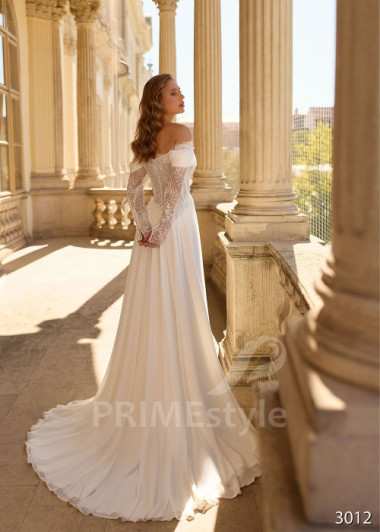 Luxusné svadobné šaty s čipkovaným rukávom RC3012 | PRIMESTYLE.SK