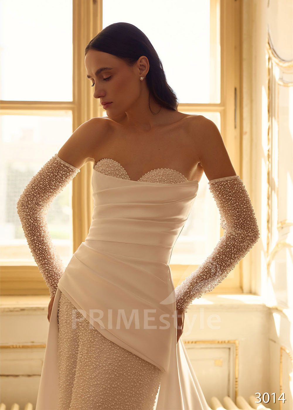 Dvojdielne svadobné šaty s odopínateľnou saténovou vlečkou RC3014