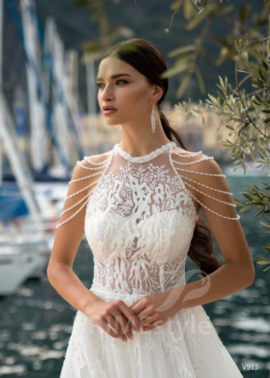 Luxusné čipkované svadobné šaty RS513