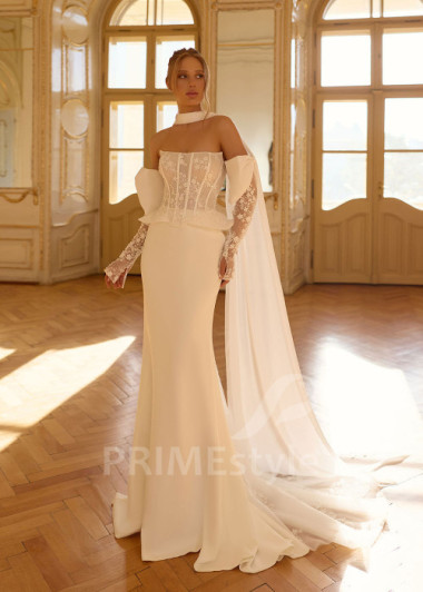 Extravagantné svadobné šaty so samostatnými rukávmi RC3017