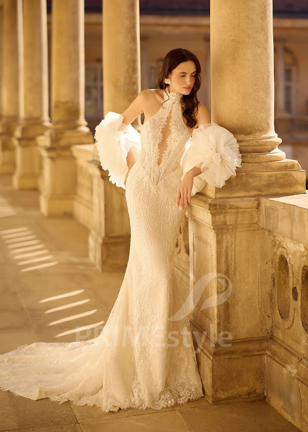 Extravagantné svadobné šaty so samostatnými rukávmi RC3019