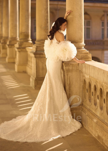 Extravagantné svadobné šaty so samostatnými rukávmi RC3019 | PRIMESTYLE.SK