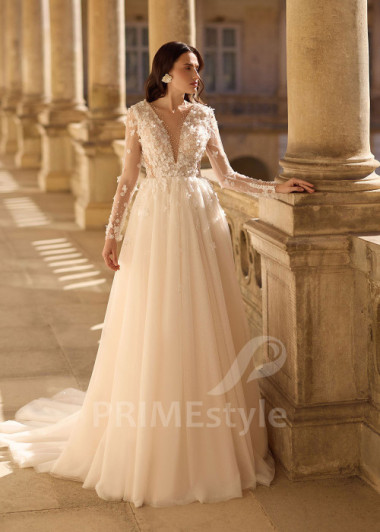 Romantické svadobné šaty s 3D čipkou RC3021 | PRIMESTYLE.SK