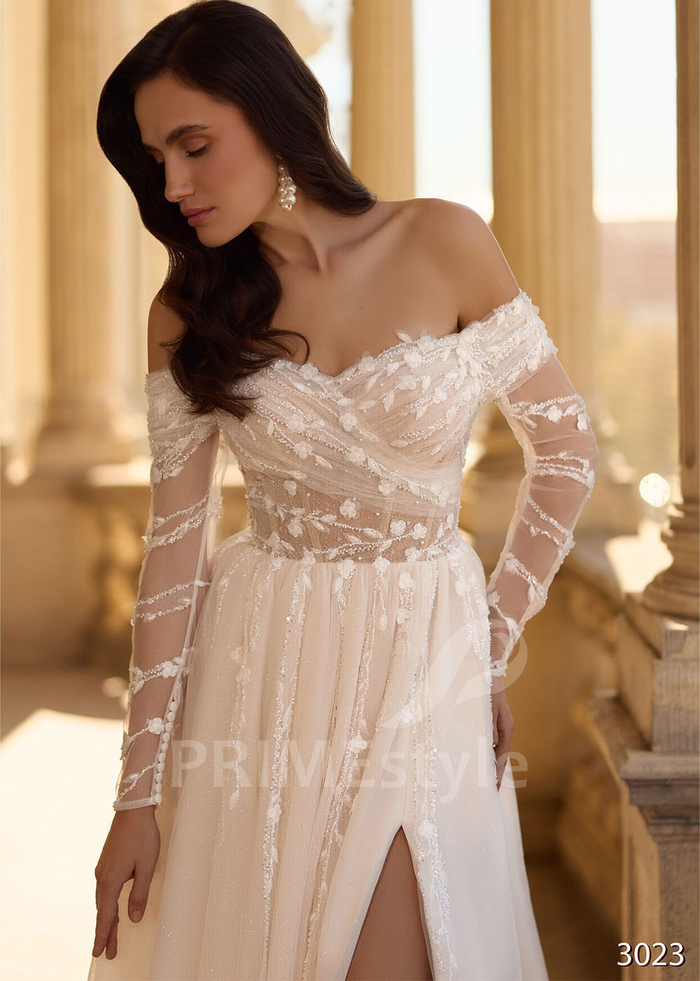 Romantické svadobné šaty so spadnutými ramienkami RC3023