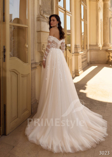 Romantické svadobné šaty so spadnutými ramienkami RC3023 | PRIMESTYLE.SK