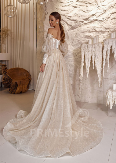 Extravagantné trblietavé svadobné šaty RC2508 - primestyle.sk