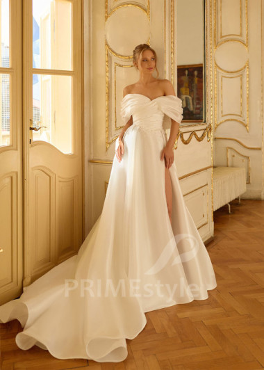 Minimalistické svadobné šaty so spadnutými ramienkami RC3029 | PRIMESTYLE.SK