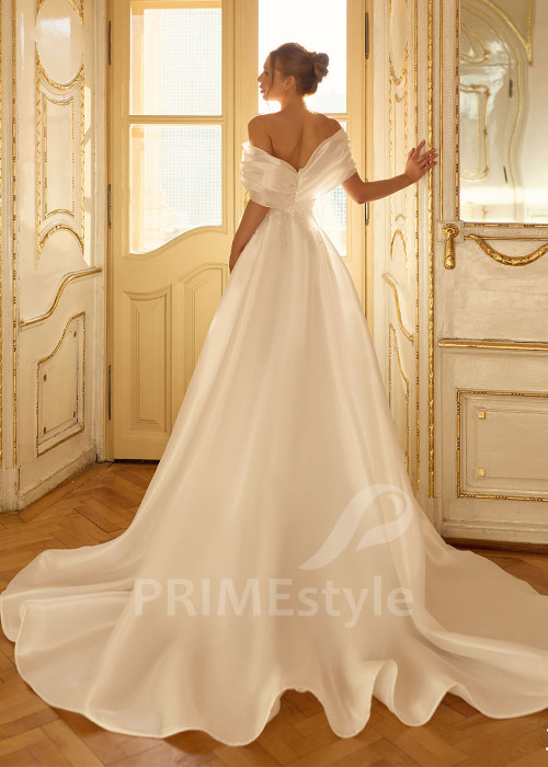 Minimalistické svadobné šaty so spadnutými ramienkami RC3029