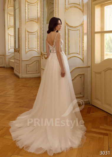 Luxusné čipkované svadobné šaty s hlbokým rozparkom RC3031 | PRIMESTYLE.SK