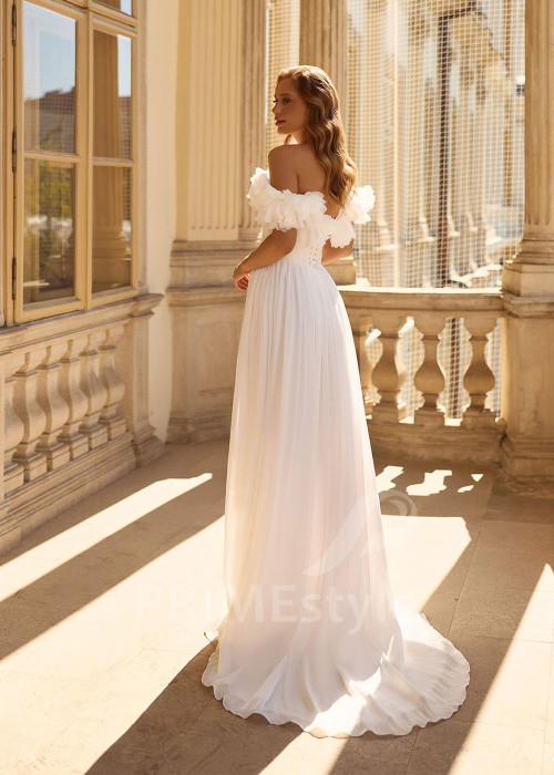 Romantické svadobné šaty s 3D kvetmi RC3032