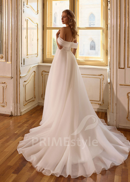 Minimalistické svadobné šaty so spadnutými ramienkami RC3033