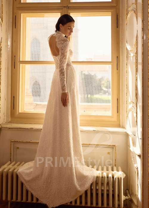 Dvojdielne svadobné šaty s čipkovaným bolerkom RC3034