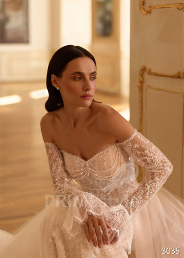 Extravagantné celočipkované svadobné šaty s vlečkou RC3035 | PRIMESTYLE.SK