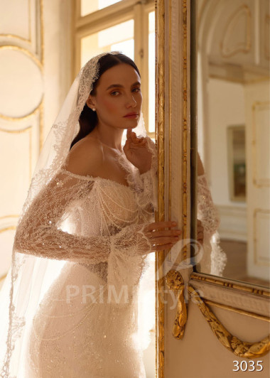 Extravagantné celočipkované svadobné šaty s vlečkou RC3035 | PRIMESTYLE.SK