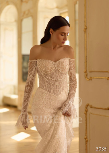 Extravagantné celočipkované svadobné šaty s vlečkou RC3035 | PRIMESTYLE.SK