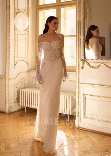 Extravagantné celočipkované svadobné šaty s vlečkou RC3035 | PRIMESTYLE.SK