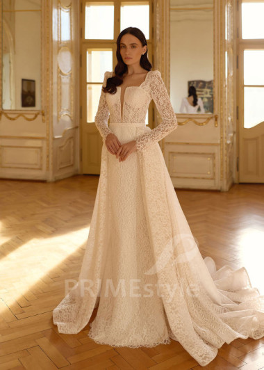 Luxusné celočipkované svadobné šaty morská panna s vlečkou RC3038