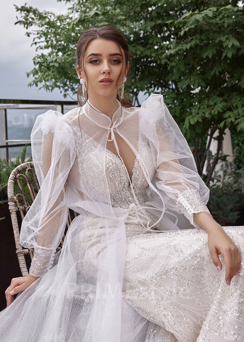 Elegantné trblietavé svadobné šaty RC2510