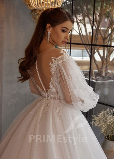 Jednoduché princeznovské svadobné šaty RC2512 - primestyle.sk