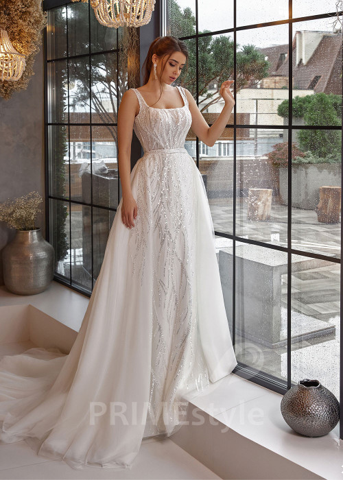 Elegantné trblietavé svadobné šaty RC2517