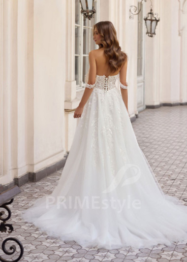 Luxusné svadobné šaty s padnutými ramienkami Anica | PRIMESTYLE.SK