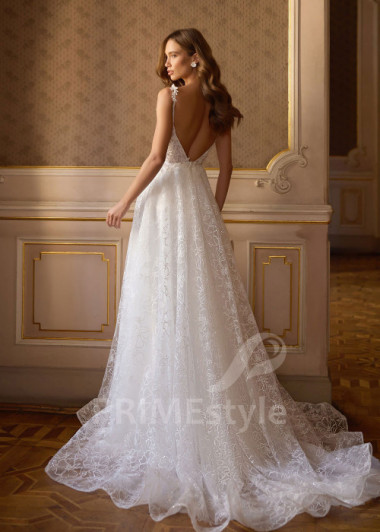 Celočipkované svadobné šaty s 3D kvetmi Cecillia | PRIMESTYLE.SK