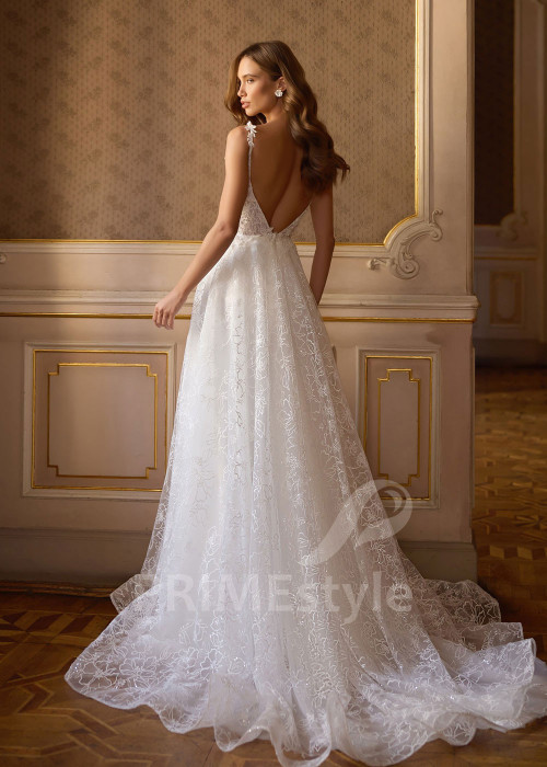 Celočipkované svadobné šaty s 3D kvetmi Cecillia