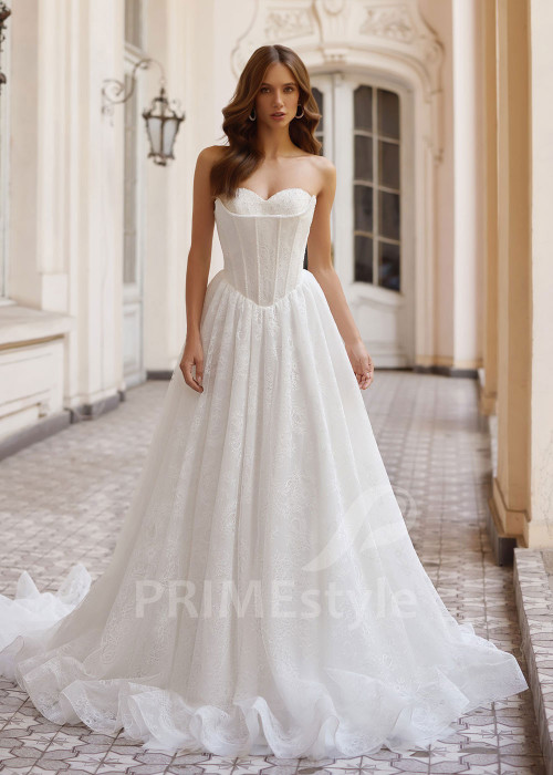 Luxusné svadobné šaty s predĺženou V-siluetou Emma