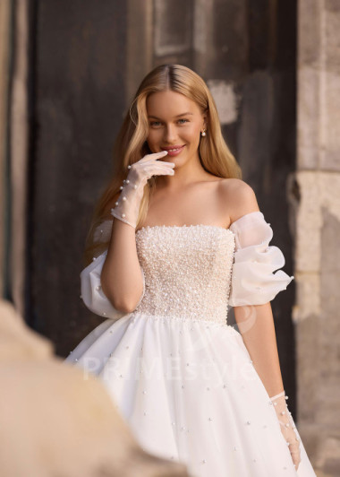 Princeznovské svadobné šaty so samostatnými rukávmi Jasmine | PRIMESTYLE.SK